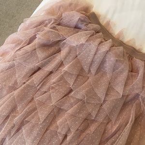 Anthropologie Tulle Midi Skirt Pink XS
